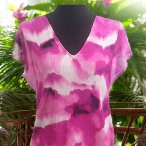 Calvin Klein Printed V-Neck Flutter Sleeve Top Size XS